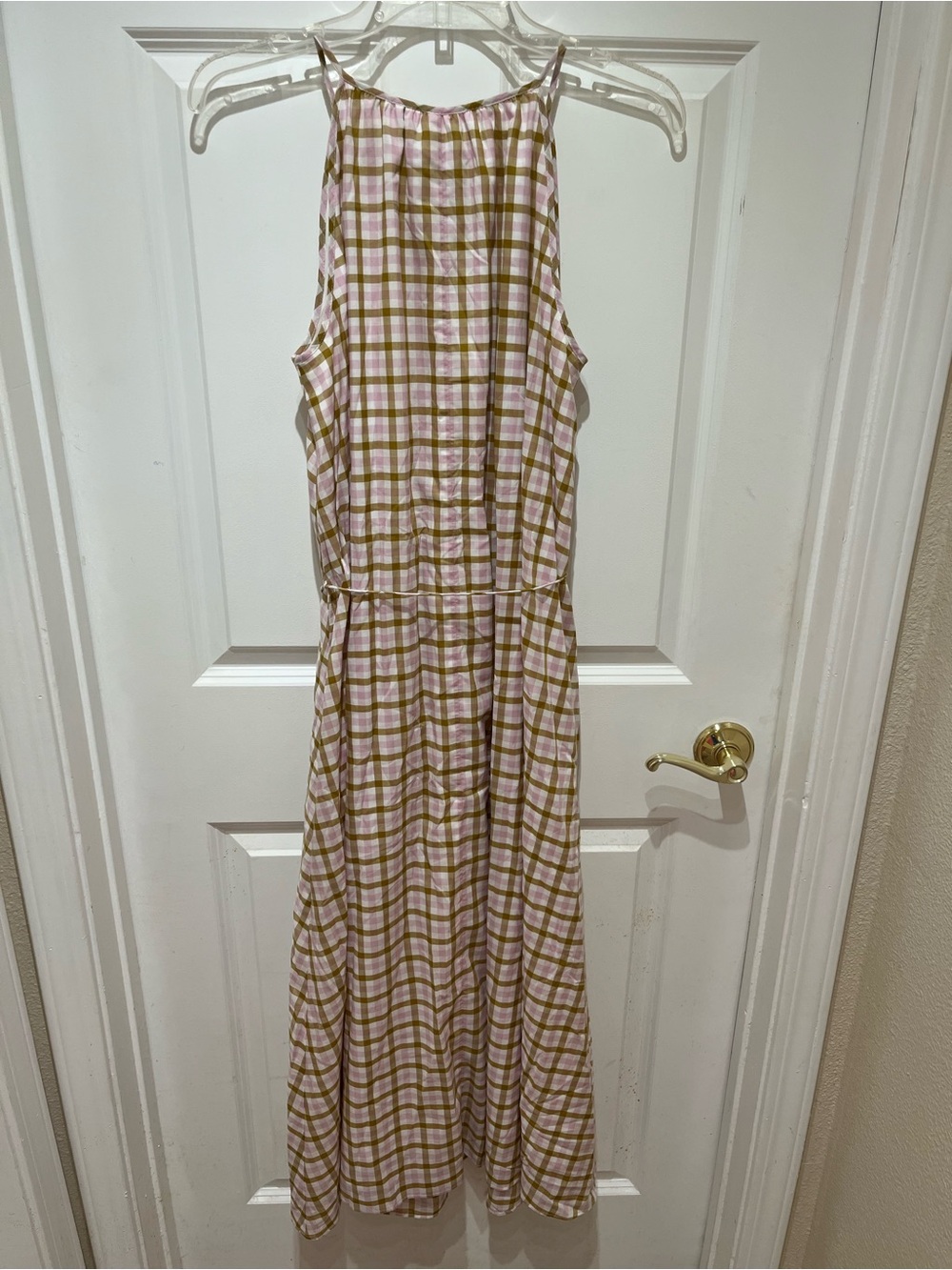 NWT Ann Taylor Pink and Tan Gingham Halter Dress Size Small - Picture 9 of 10